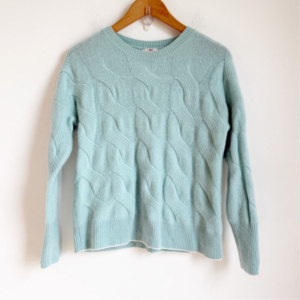 Vineyard Vines Cashmere Women's Cable Knit Sweater Small Light Blue
